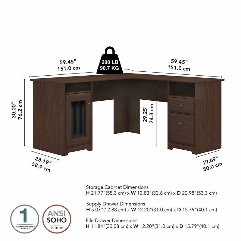 Bush Furniture Cabot 60W L Shaped Computer Desk In Modern Gray 13 Bush Furniture Cabot 60W L Shaped Computer Desk In Modern Gray - Image 11