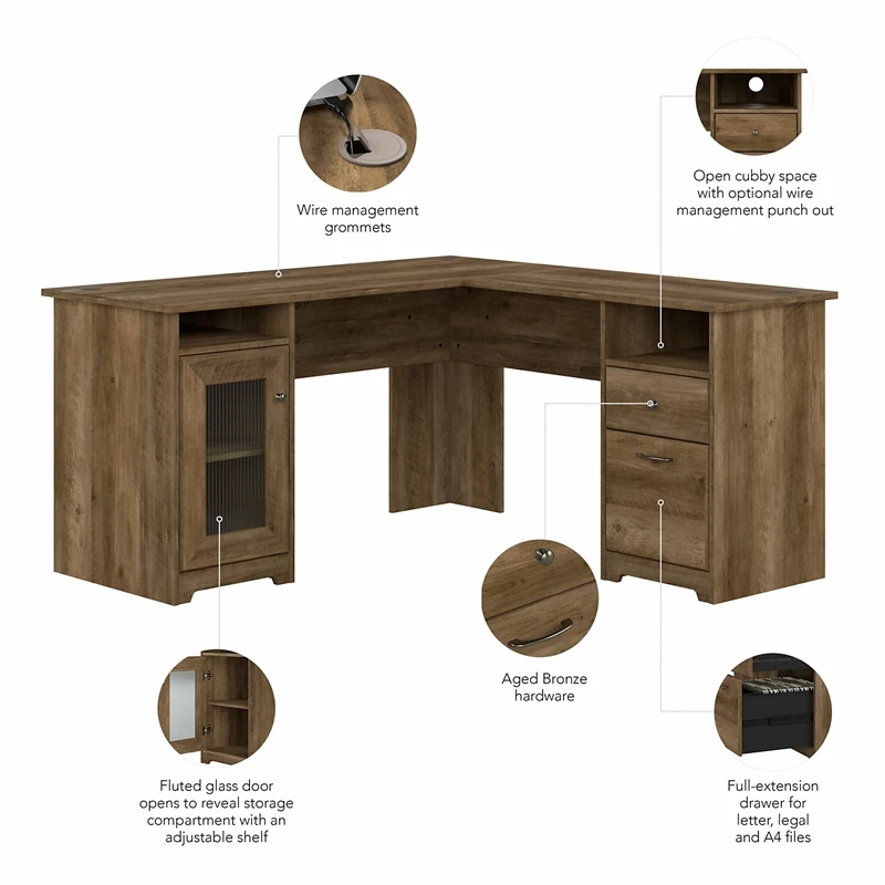 Bush Furniture Cabot 60W L Shaped Computer Desk In Modern Gray 5 Bush Furniture Cabot 60W L Shaped Computer Desk In Modern Gray - Image 3