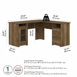 Bush Furniture Cabot 60W L Shaped Computer Desk In Modern Gray 26 Bush Furniture Cabot 60W L Shaped Computer Desk In Modern Gray -CYMAX Sales 2124070 24 L