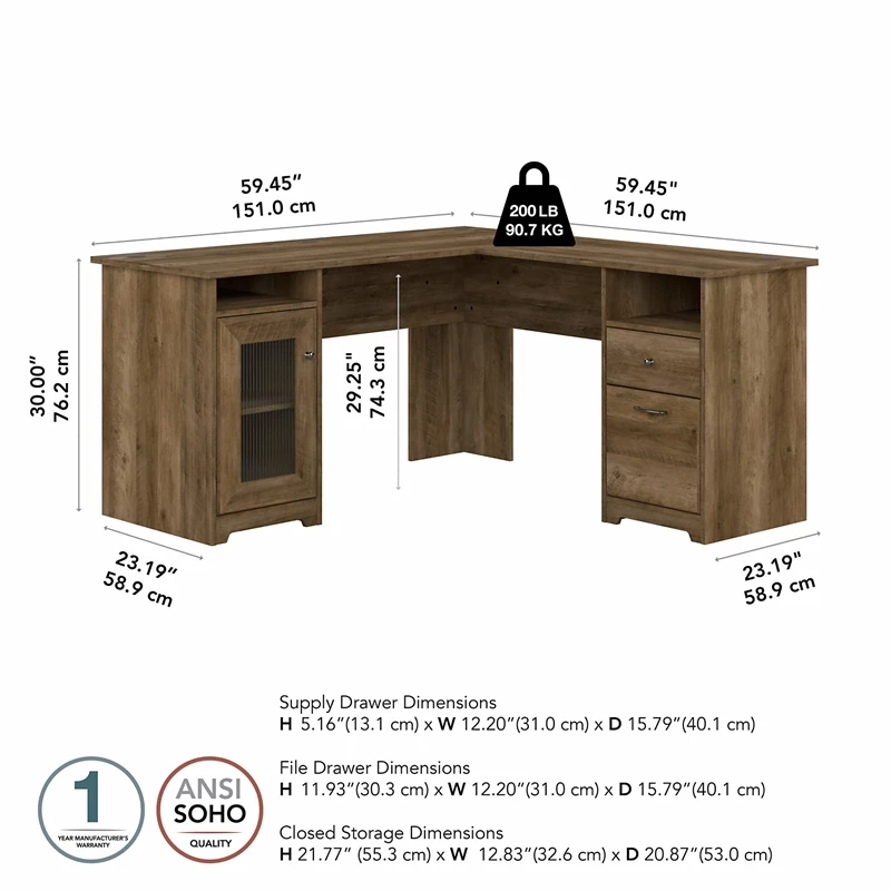Bush Furniture Cabot 60W L Shaped Computer Desk In Modern Gray 7 Bush Furniture Cabot 60W L Shaped Computer Desk In Modern Gray - Image 5