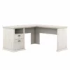 Bush Furniture Yorktown 60W L Shaped Desk With Storage In Linen White Oak -CYMAX Sales 2124080 L