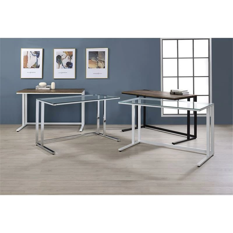 ACME Tyrese Wooden Rectangle Top Writing Desk With USB Port In Walnut And Black 12 ACME Tyrese Wooden Rectangle Top Writing Desk With USB Port In Walnut And Black - Image 10