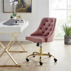 Modway Distinct Performance Velvet Tufted Office Swivel Chair In Gold And Gray -CYMAX Sales 2127312 1 L
