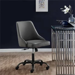 Modway Designate Faux Leather Upholstered Office Swivel Chair In Black And Gray -CYMAX Sales 2127342 1 L