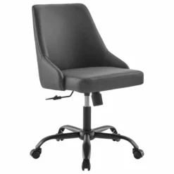 Modway Designate Faux Leather Upholstered Office Swivel Chair In Black And Gray -CYMAX Sales 2127342 L