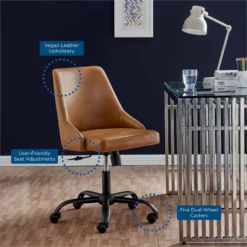 Modway Designate Faux Leather Upholstered Office Swivel Chair In Black And Gray -CYMAX Sales 2127343 8 L