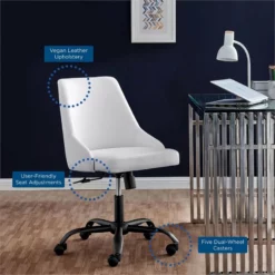 Modway Designate Faux Leather Upholstered Office Swivel Chair In Black And Gray -CYMAX Sales 2127344 8 L