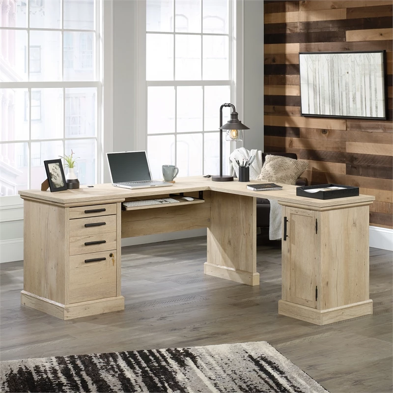 Sauder Aspen Post Engineered Wood L-Shaped Home Office Desk In Prime Oak 21 Sauder Aspen Post Engineered Wood L-Shaped Home Office Desk In Prime Oak - Image 19