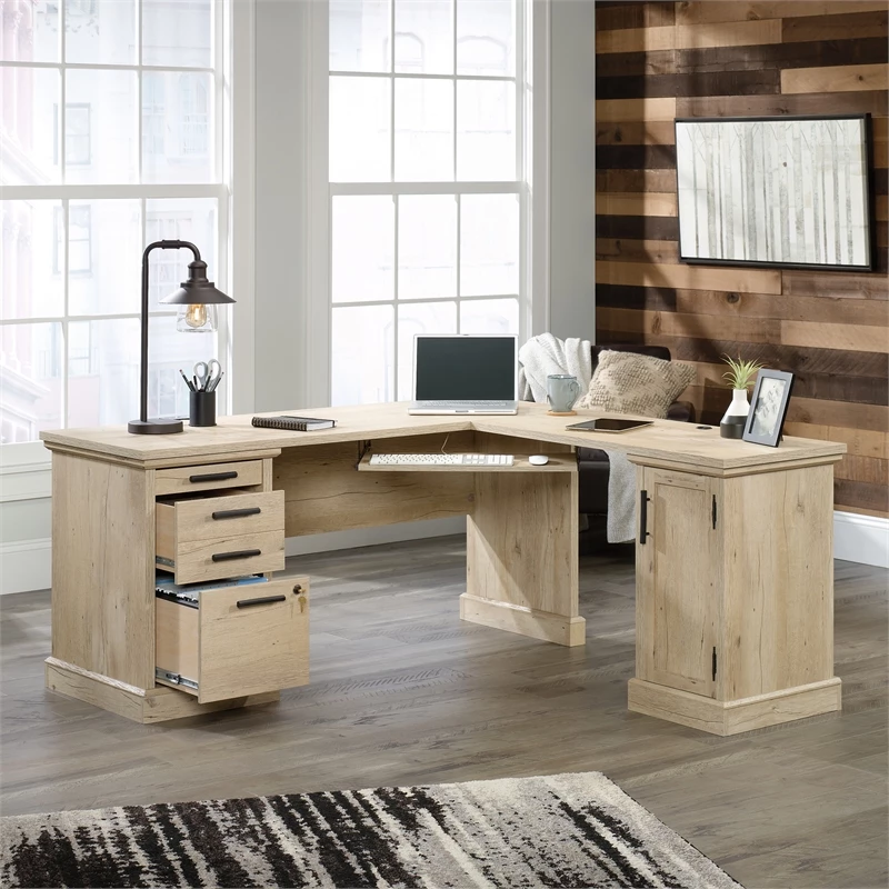 Sauder Aspen Post Engineered Wood L-Shaped Home Office Desk In Prime Oak 22 Sauder Aspen Post Engineered Wood L-Shaped Home Office Desk In Prime Oak - Image 20