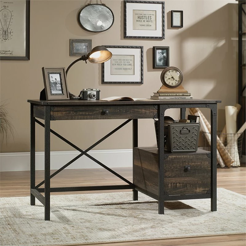 Pemberly Row Writing Desk In Carbon Oak And Black 4 Pemberly Row Writing Desk In Carbon Oak And Black - Image 2