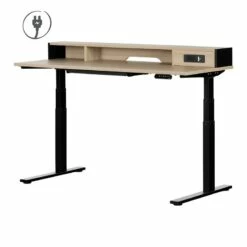 Zelia Adjustable Height Standing Desk With Power Bar-Soft Elm And Black 8 Zelia Adjustable Height Standing Desk With Power Bar-Soft Elm And Black -CYMAX Sales 2129791 1 L