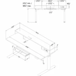Zelia Adjustable Height Standing Desk With Power Bar-Soft Elm And Black 9 Zelia Adjustable Height Standing Desk With Power Bar-Soft Elm And Black -CYMAX Sales 2129791 2 L