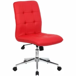 Boss Office Modern Faux Leather Tufted Ergonomic Office Swivel Chair In Red -CYMAX Sales 2129826 L