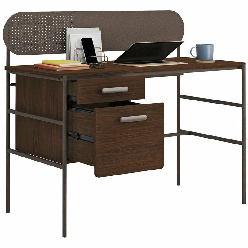 Sauder Radial Engineered Wood Writing Desk In Umber Wood/Brown 6 Sauder Radial Engineered Wood Writing Desk In Umber Wood/Brown - Image 4