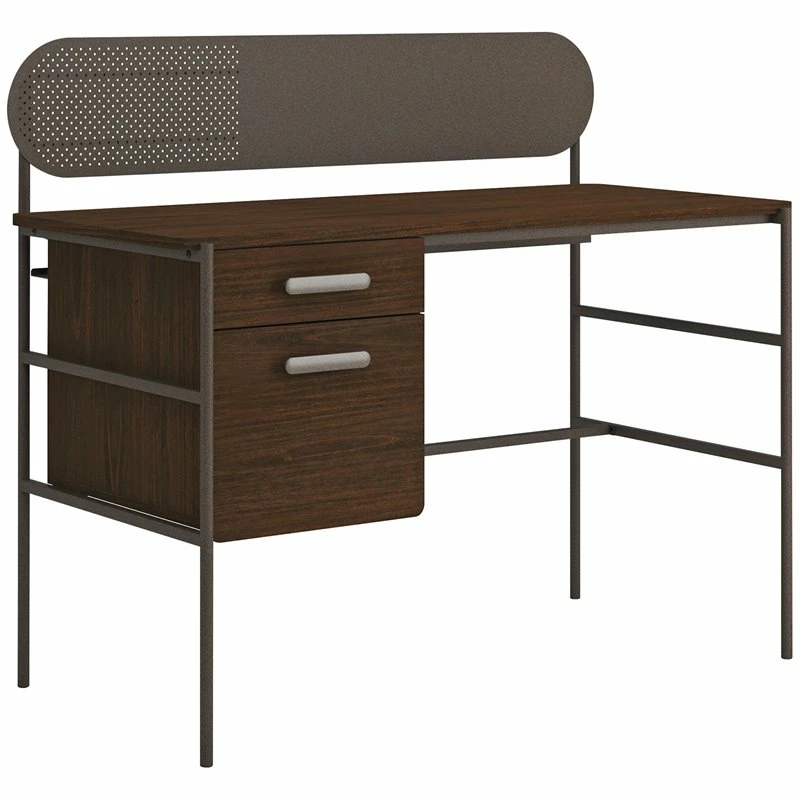 Sauder Radial Engineered Wood Writing Desk In Umber Wood/Brown 3 Sauder Radial Engineered Wood Writing Desk In Umber Wood/Brown