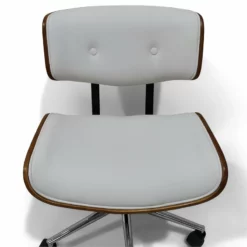 Simpli Home Dax Swivel Adjustable Executive Computer Bentwood Office Chair In Black And Natural -CYMAX Sales 2134532 5 L