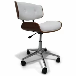 Simpli Home Dax Swivel Adjustable Executive Computer Bentwood Office Chair In Black And Natural -CYMAX Sales 2134532 L