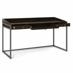 Simpli Home Ralston 60" Industrial Solid Wood Computer Desk In Charcoal Brown -CYMAX Sales 2134554 2 L