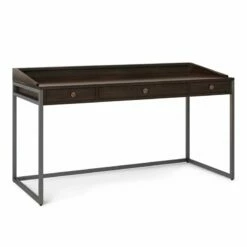 Simpli Home Ralston 60" Industrial Solid Wood Computer Desk In Charcoal Brown -CYMAX Sales 2134554 L
