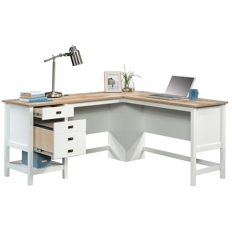 Sauder Cottage Road Engineered Wood L-Shaped Home Office Desk In Soft White 4 Sauder Cottage Road Engineered Wood L-Shaped Home Office Desk In Soft White - Image 2