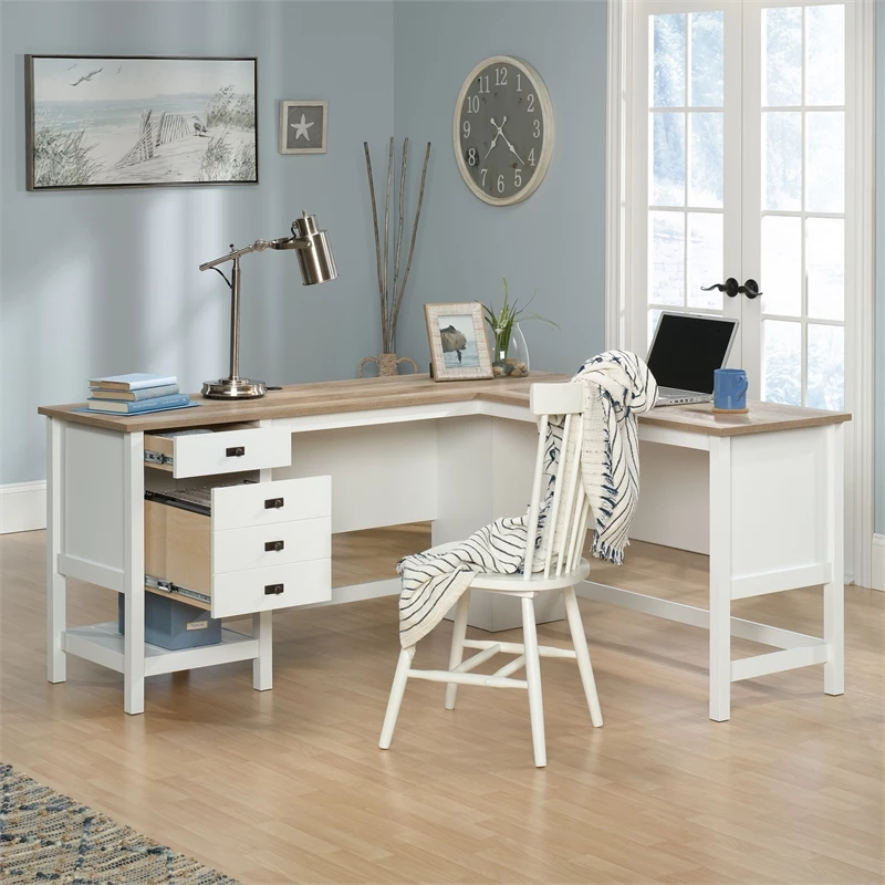 Sauder Cottage Road Engineered Wood L-Shaped Home Office Desk In Soft White 6 Sauder Cottage Road Engineered Wood L-Shaped Home Office Desk In Soft White - Image 4