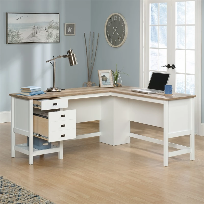 Sauder Cottage Road Engineered Wood L-Shaped Home Office Desk In Soft White 8 Sauder Cottage Road Engineered Wood L-Shaped Home Office Desk In Soft White - Image 6