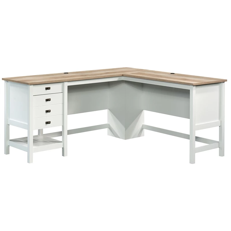 Sauder Cottage Road Engineered Wood L-Shaped Home Office Desk In Soft White 3 Sauder Cottage Road Engineered Wood L-Shaped Home Office Desk In Soft White