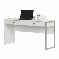 Desk And 2 Drawer Mobile File Cabinet Set In Pure White -CYMAX Sales 2136234 2 L