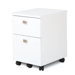 Desk And 2 Drawer Mobile File Cabinet Set In Pure White -CYMAX Sales 2136234 5 L