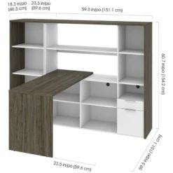 Bestar Gemma 2 Piece Wooden L Shaped Office Set In Walnut Gray And White -CYMAX Sales 2138654 5 L