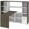 Bestar Gemma 2 Piece Wooden L Shaped Office Set In Walnut Gray And White -CYMAX Sales 2138654 L