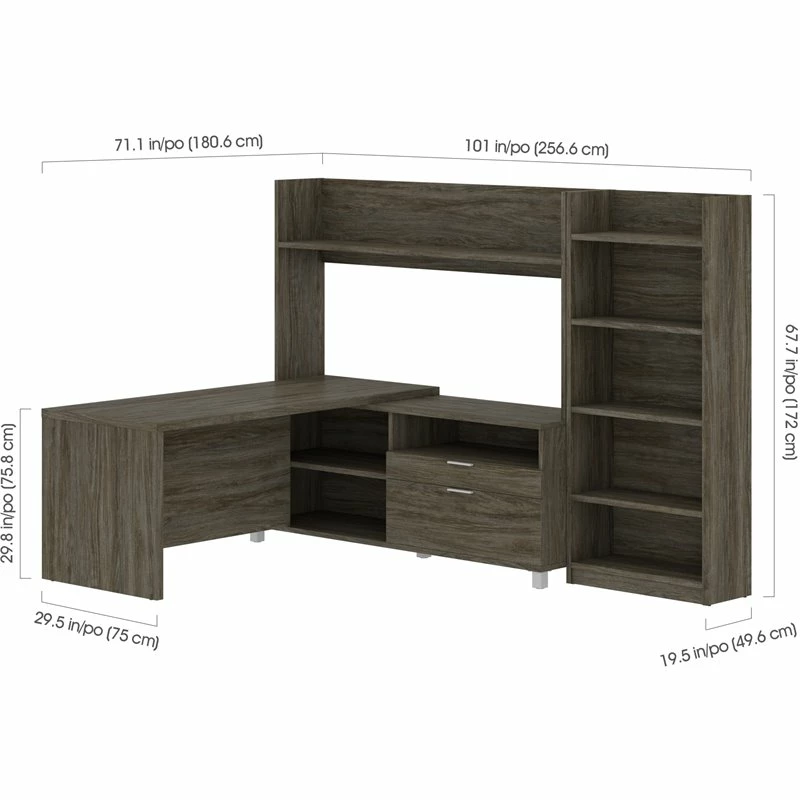 Bestar Pro-Linea L-Shaped Home Office Desk With Bookcase In White 11 Bestar Pro-Linea L-Shaped Home Office Desk With Bookcase In White - Image 9