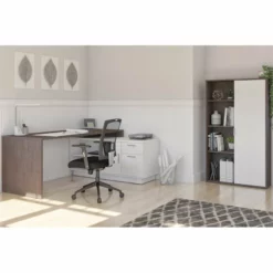 Bestar Equinox 2 Piece Set Wooden L Shaped Office Set In Antigua And White -CYMAX Sales 2138705 1 L 1