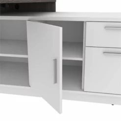 Bestar Equinox 2 Piece Set Wooden L Shaped Office Set In Bark Gray And White -CYMAX Sales 2138705 4 L