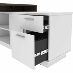 Bestar Equinox 2 Piece Set Wooden L Shaped Office Set In Bark Gray And White -CYMAX Sales 2138706 5 L