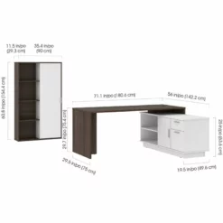 Bestar Equinox 2 Piece Set Wooden L Shaped Office Set In Antigua And White -CYMAX Sales 2138706 7 L 1