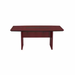 Safco Corsica 6' Boat Shaped Conference Table With Slab Wood Base In Cherry -CYMAX Sales 2138859 2 L