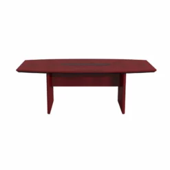 Safco Corsica 6' Boat Shaped Conference Table With Slab Base In Sierra Cherry -CYMAX Sales 2138861 2 L