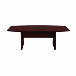 Safco Corsica 6' Boat Shaped Conference Table With Slab Base In Mahogany -CYMAX Sales 2138862 2 L