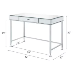ACME Canine Rectangular Wood Top Writing Desk In Smoky Mirrored And Champagne -CYMAX Sales 2148877 12 L