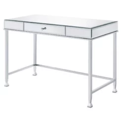 ACME Canine Rectangular Wood Top Writing Desk In Smoky Mirrored And Champagne -CYMAX Sales 2148877 5 L