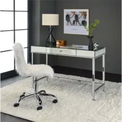 ACME Canine Rectangular Wood Top Writing Desk In Smoky Mirrored And Champagne -CYMAX Sales 2148877 7 L