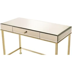 ACME Canine Rectangular Wood Top Writing Desk In Smoky Mirrored And Champagne -CYMAX Sales 2148878 10 L