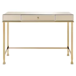 ACME Canine Rectangular Wood Top Writing Desk In Smoky Mirrored And Champagne -CYMAX Sales 2148878 8 L