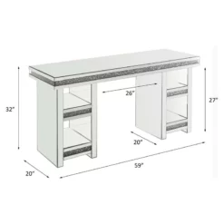 ACME Noralie Rectangular 4-Shelf Writing Desk In Clear And Mirrored -CYMAX Sales 2148889 10 L