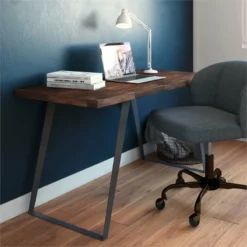 Lowry 54" Solid Wood Modern Writing Desk In Charcoal Brown -CYMAX Sales 2151883 1 L