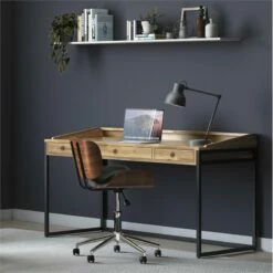 Simpli Home Ralston 60" Industrial Solid Wood Computer Desk In Charcoal Brown -CYMAX Sales 2151889 1 L