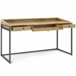 Simpli Home Ralston 60" Industrial Solid Wood Computer Desk In Charcoal Brown -CYMAX Sales 2151889 2 L