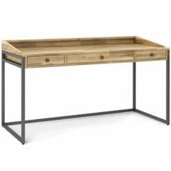 Simpli Home Ralston 60" Industrial Solid Wood Computer Desk In Charcoal Brown -CYMAX Sales 2151889 L