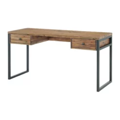 Alaterre Furniture Claremont 60 In W Rustic Wood And Metal Desk -CYMAX Sales 2153812 2 L